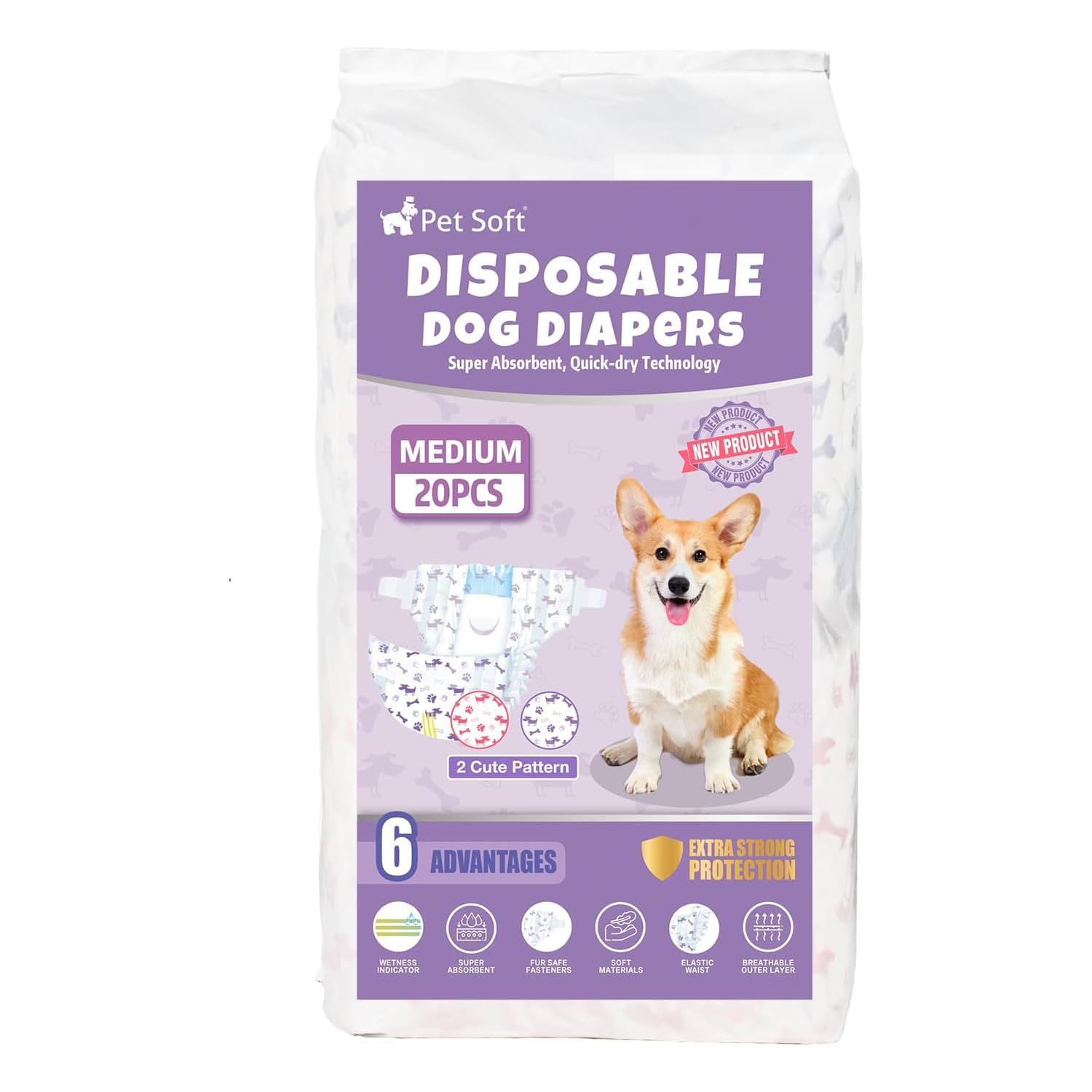 Pet Soft medium-size diaper in use for daily home wear.