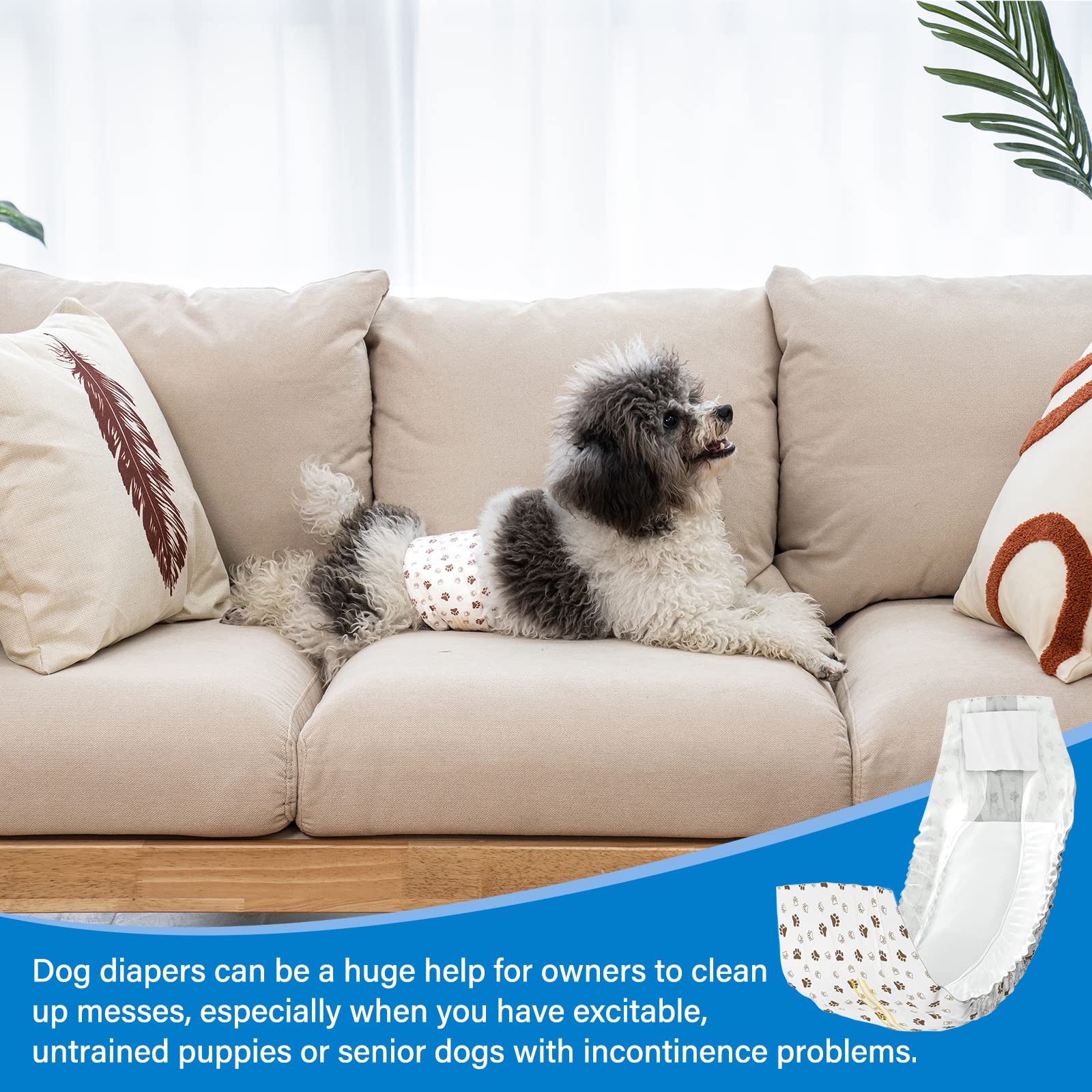 Travel-ready Pet Soft diapers shown in a compact, portable pack