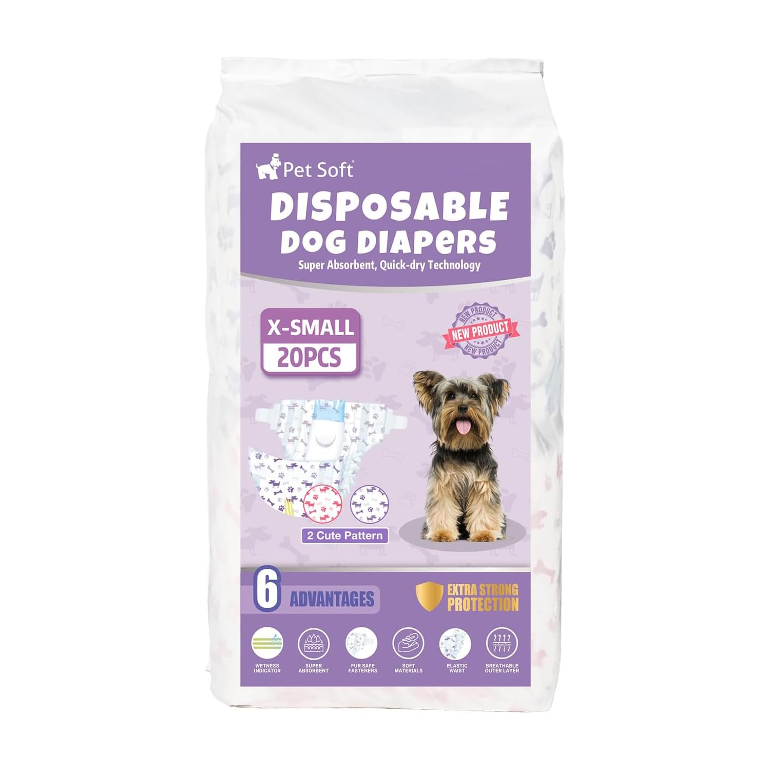Pet Soft diapers ideal for travel and everyday cleanup.