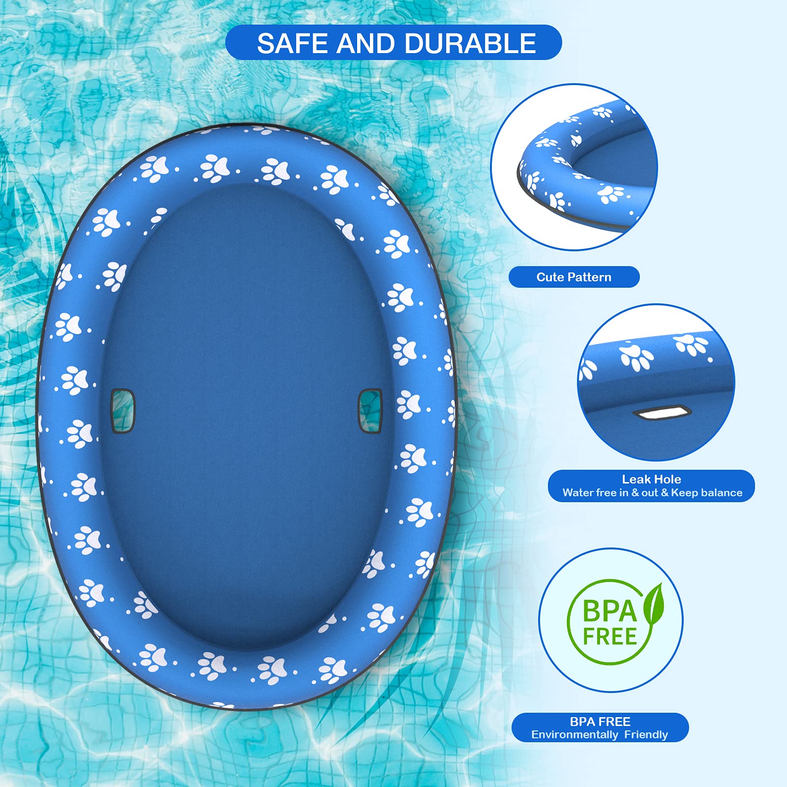 Pet Soft dog float raft shows sturdy fabric cover for durable water fun