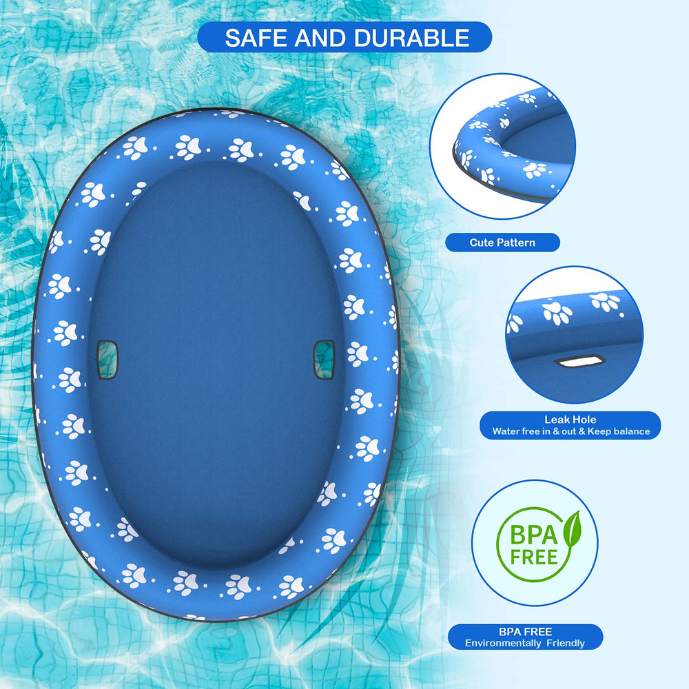 Pet Soft dog float raft shows sturdy fabric cover for durable water fun