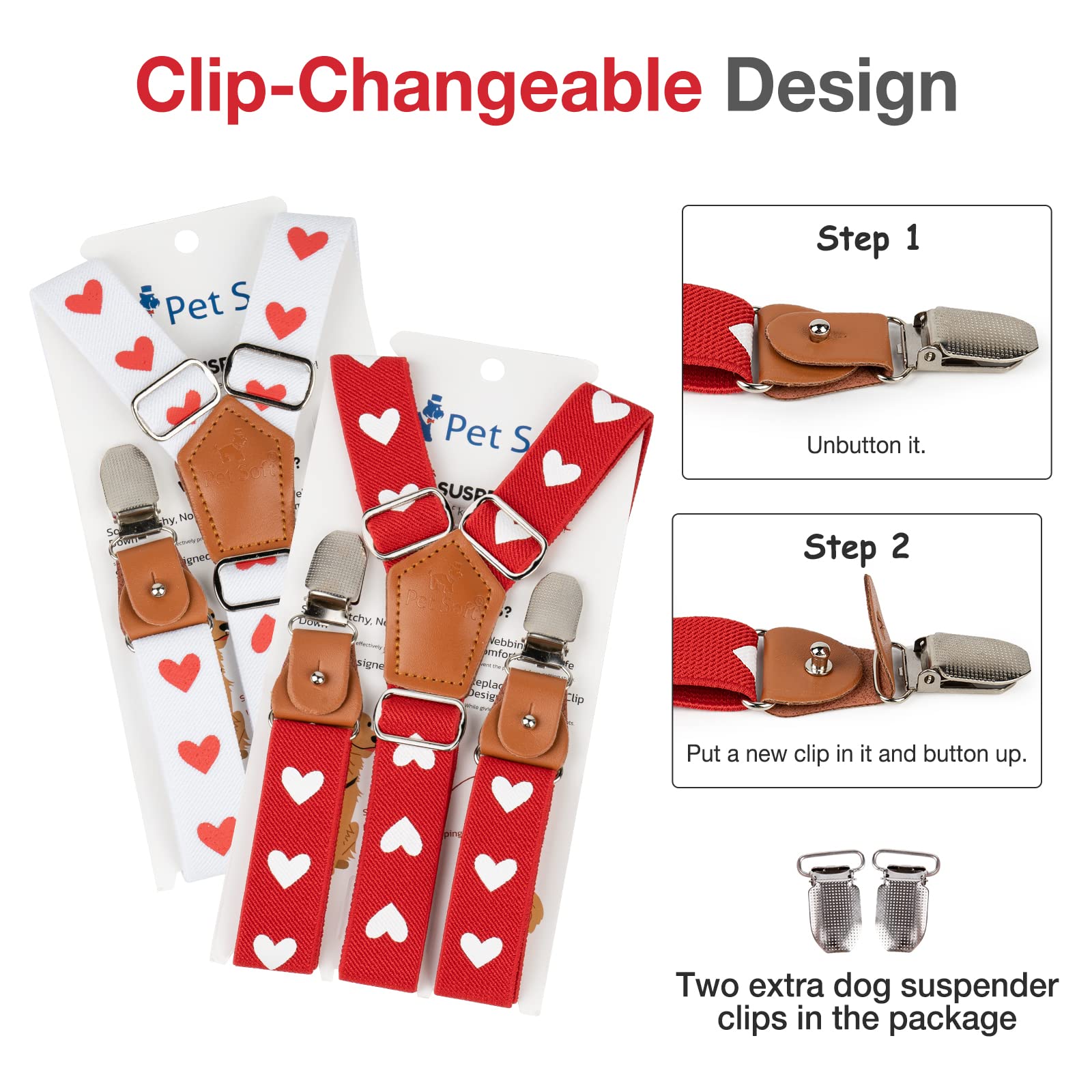Pet Soft dog suspenders no-neck-choking design for safer wearing.