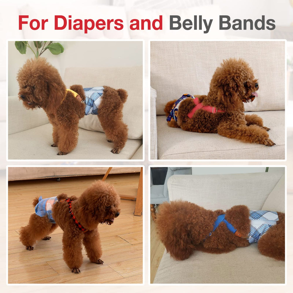 Pet Soft dog suspenders outfit-friendly design for dresses and skirts on dogs.