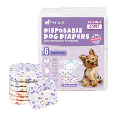 Pet Soft female dog diapers with forest-pattern mix for cute, mess-free outings.