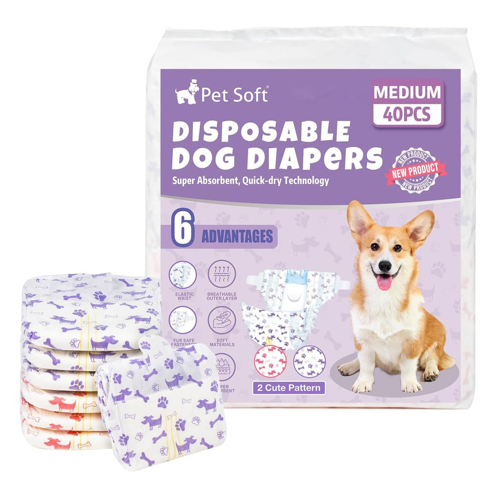 Pet Soft female dog diapers with wetness indicator showing changing color for timely changes