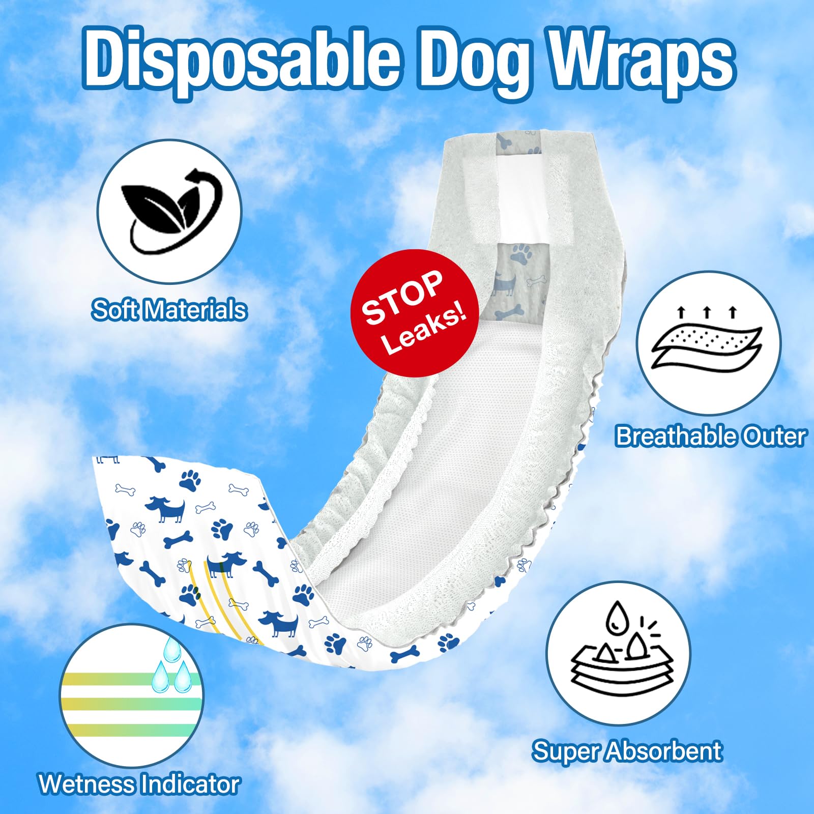 Pet Soft blue-pattern diaper demonstrates discreet daily protection.