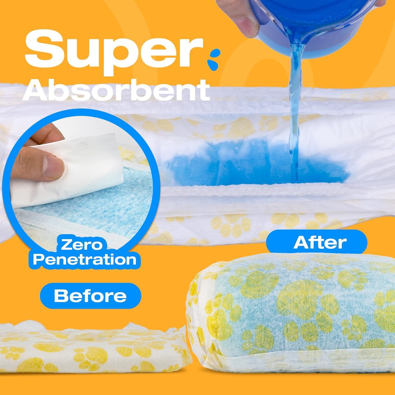 Pet Soft absorbent diapers quickly lock in liquid up to 500 ml.