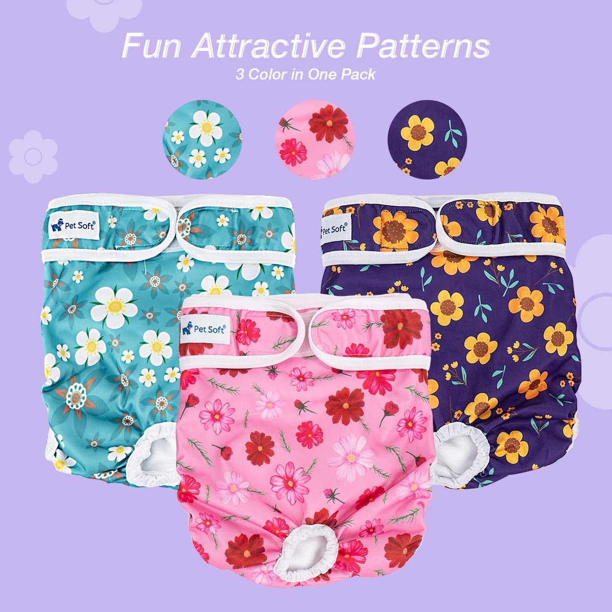 Pet Soft quick absorb inner pad keeps moisture away for comfort