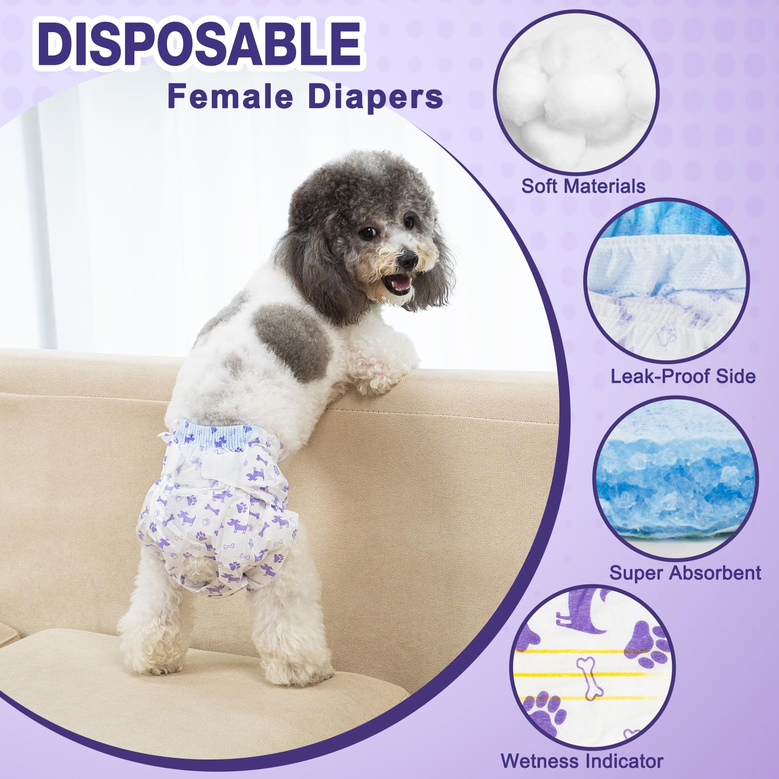 Pet Soft diaper showing wetness indicator for easy changes.
