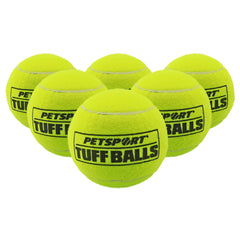 PetSport Yellow Tuff Ball, medium size, durable for fetch and play.