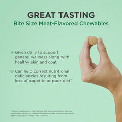 Pet-Tabs crumbled over food demonstrates easy serving.