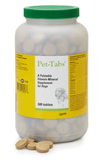 Pet-Tabs dog multivitamin bottle for daily canine nutrition.