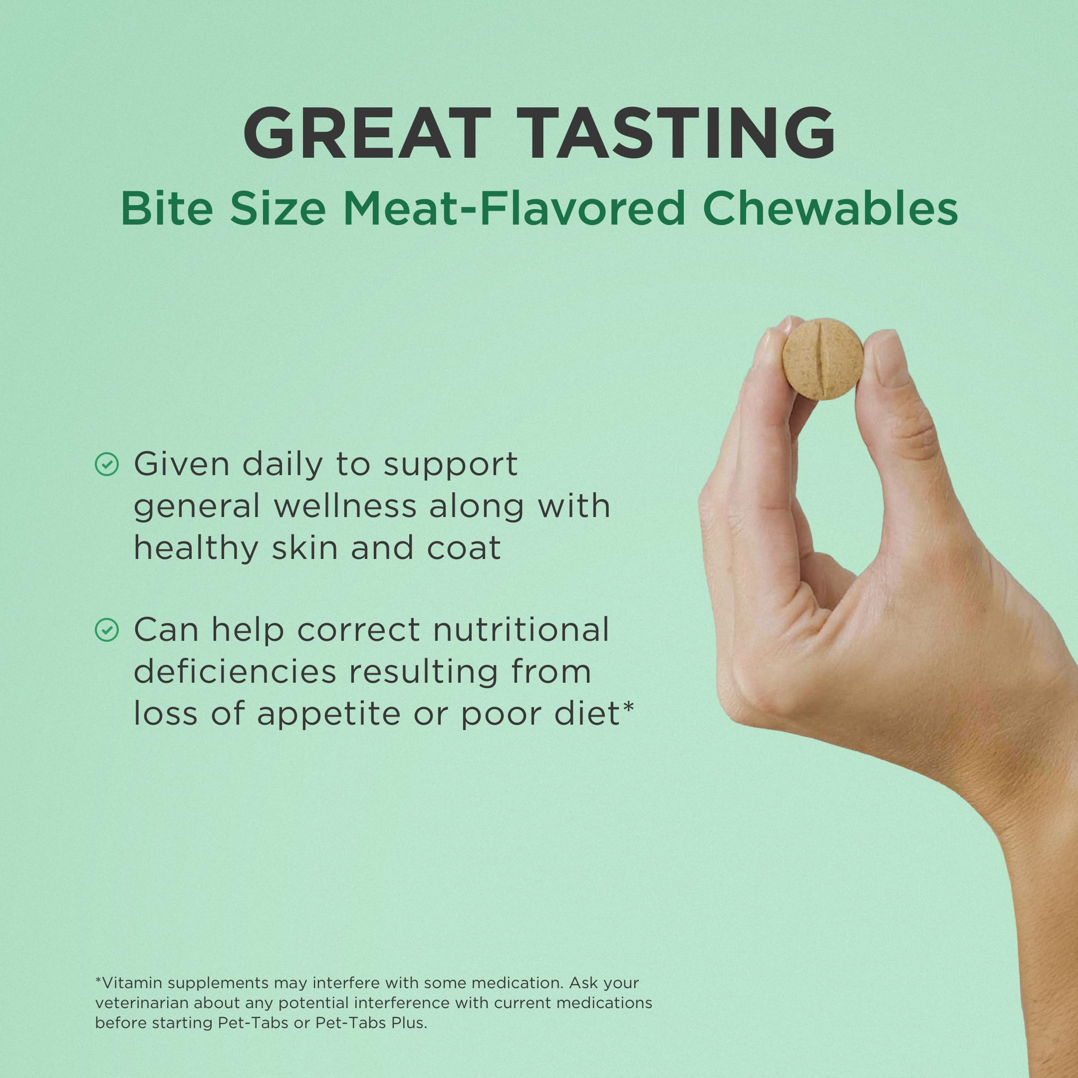 Pet-Tabs Plus crumble-over-food serving option shown.