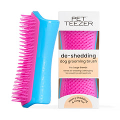 Pet Teezer de-shedding dog brush long coat shown in use for cleaner fur