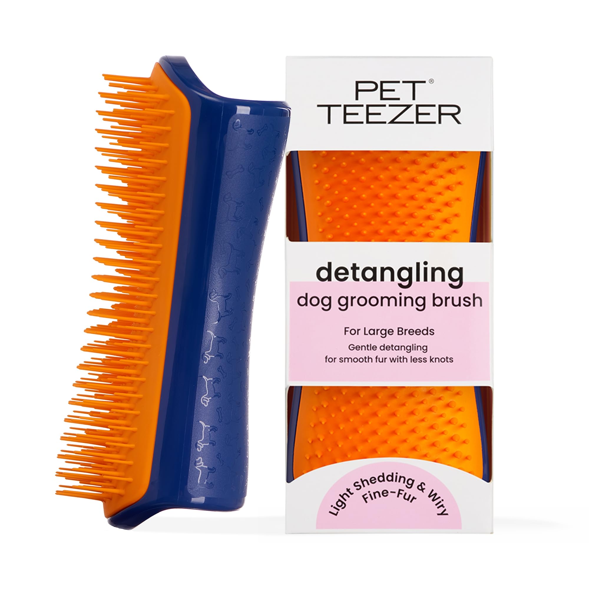 Pet Teezer detangling brush close-up showing two tier teeth for detangling