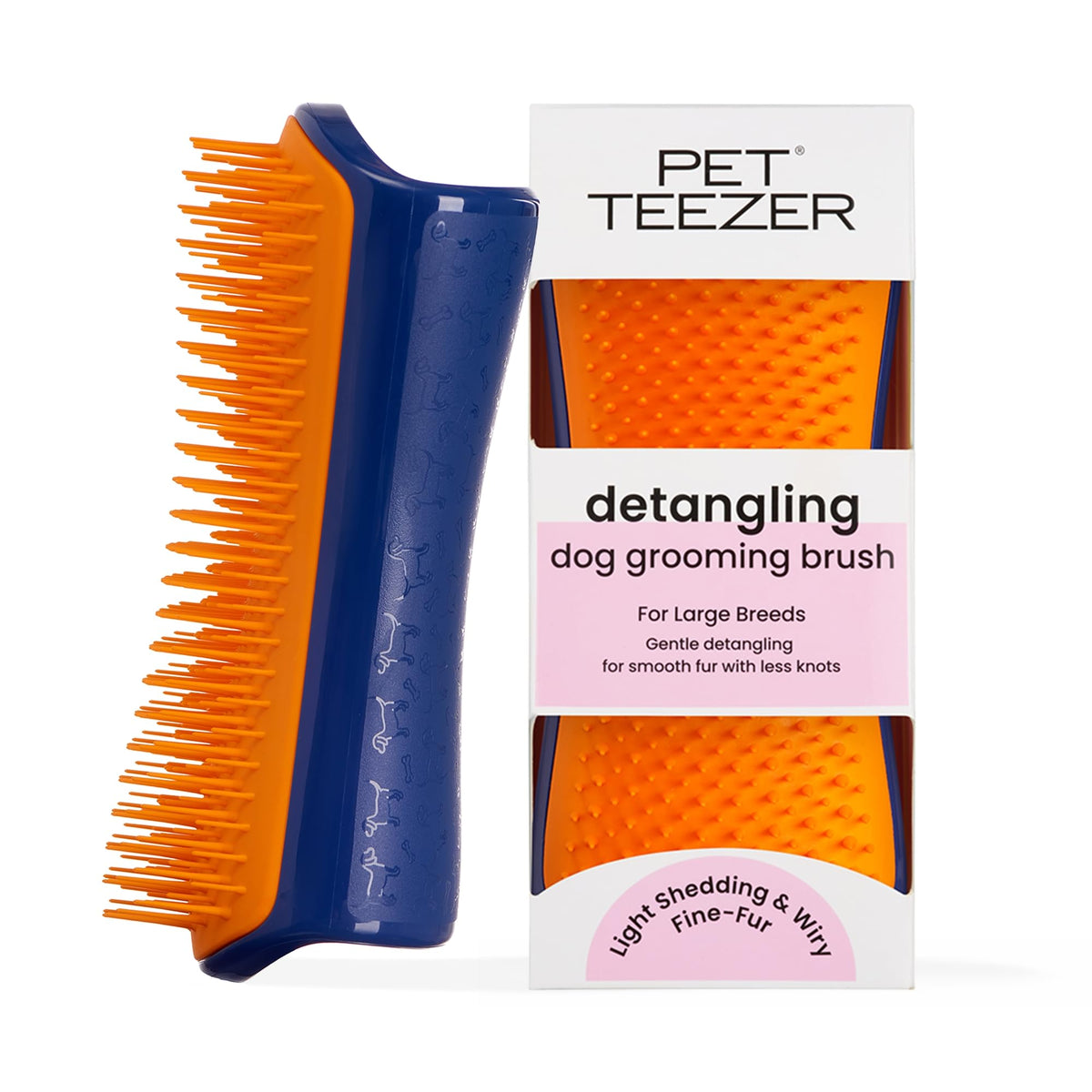 Pet Teezer detangling brush close-up showing two tier teeth for detangling