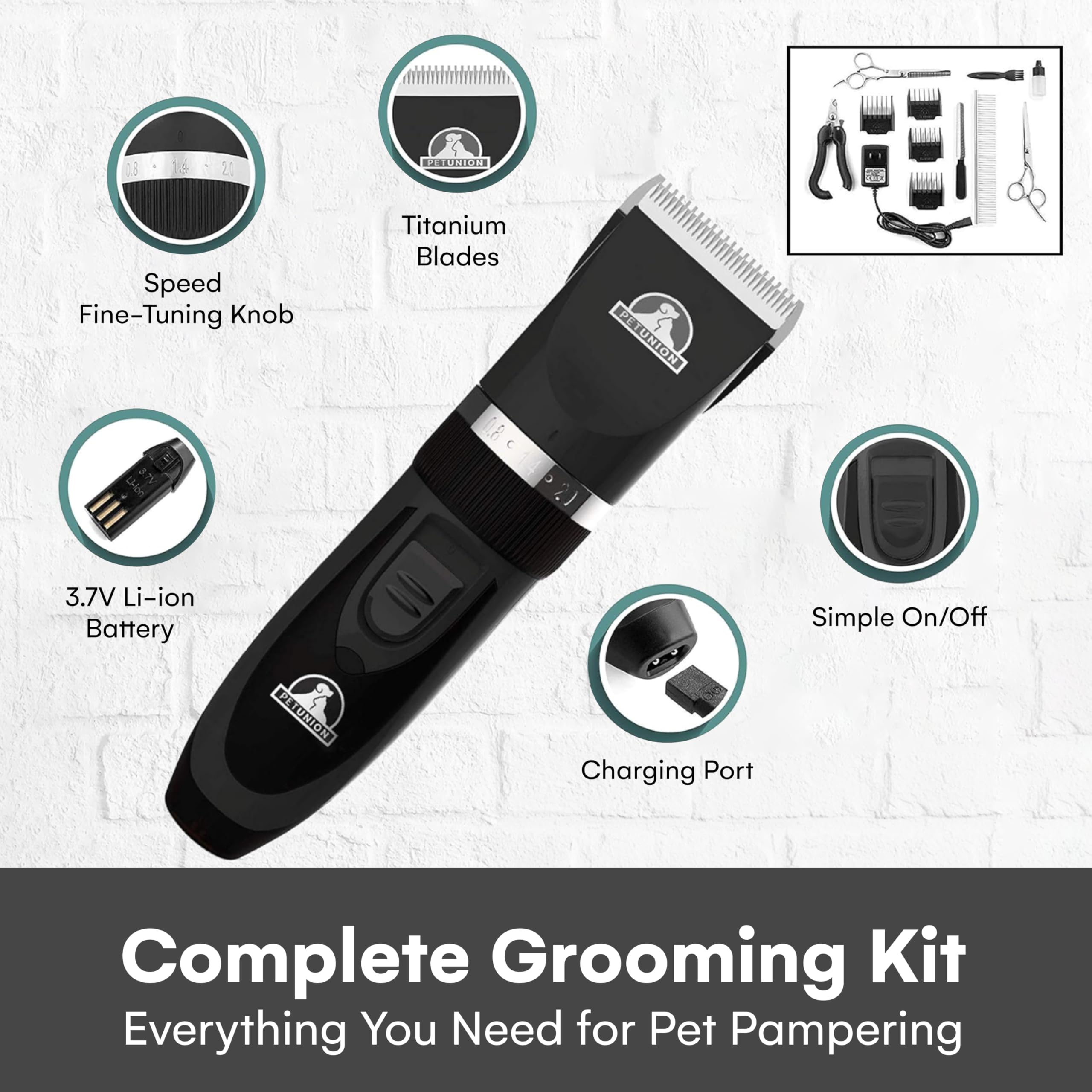 Pet Union Cordless Low Noise Dog Clippers reduce stress during grooming