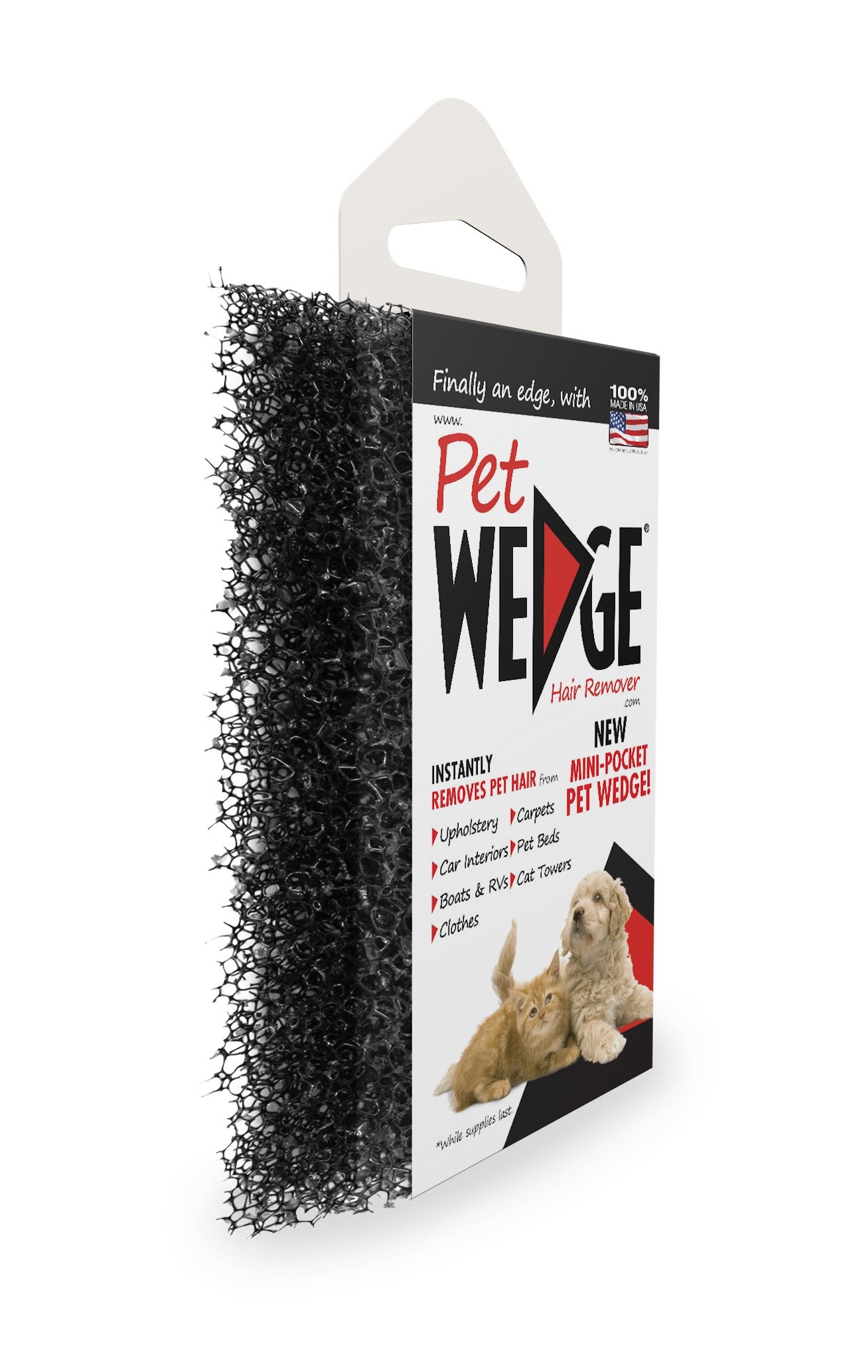 Pet Wedge proudly made in USA label on packaging