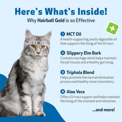 Droplet dispensing Hairball Gold for precise dosage.
