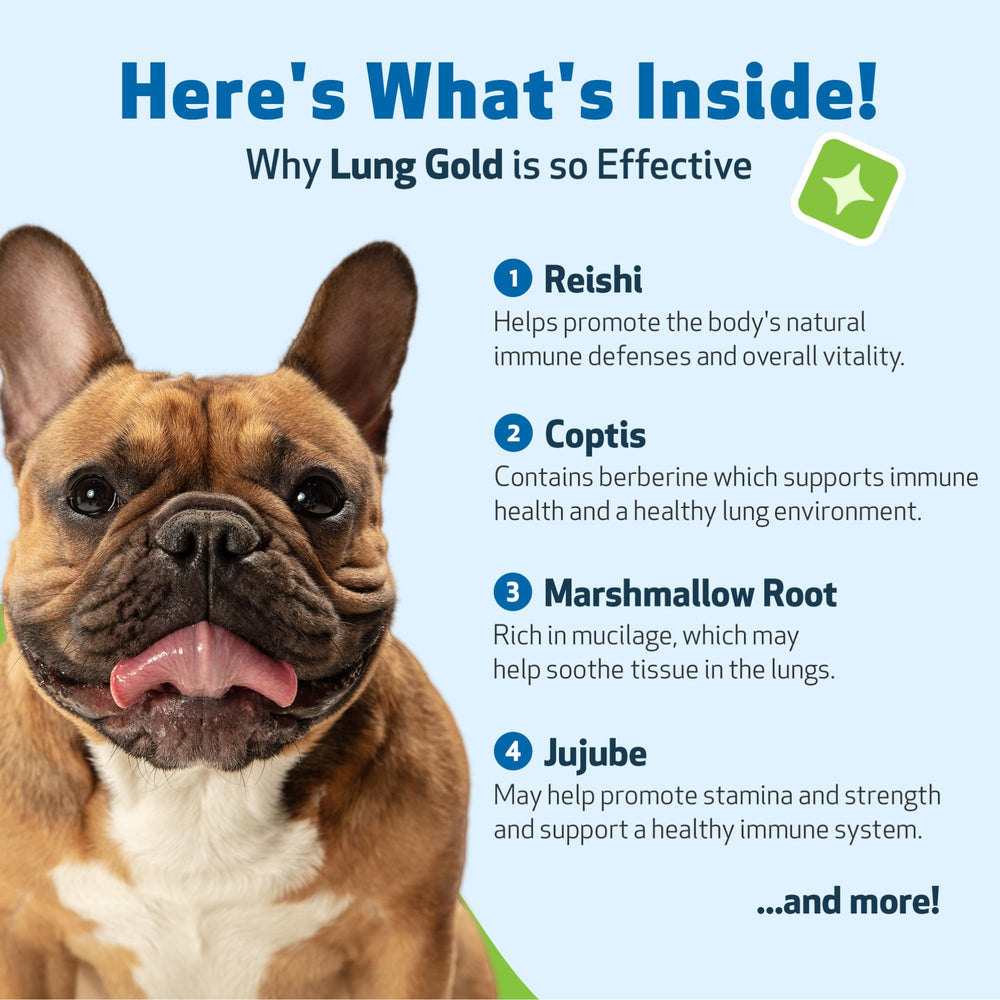 Pet Wellbeing Lung Gold label detail underscores NASC-certified quality