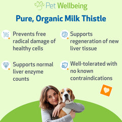 Pet Wellbeing Milk Thistle for Dogs liquid drops for convenient administration.