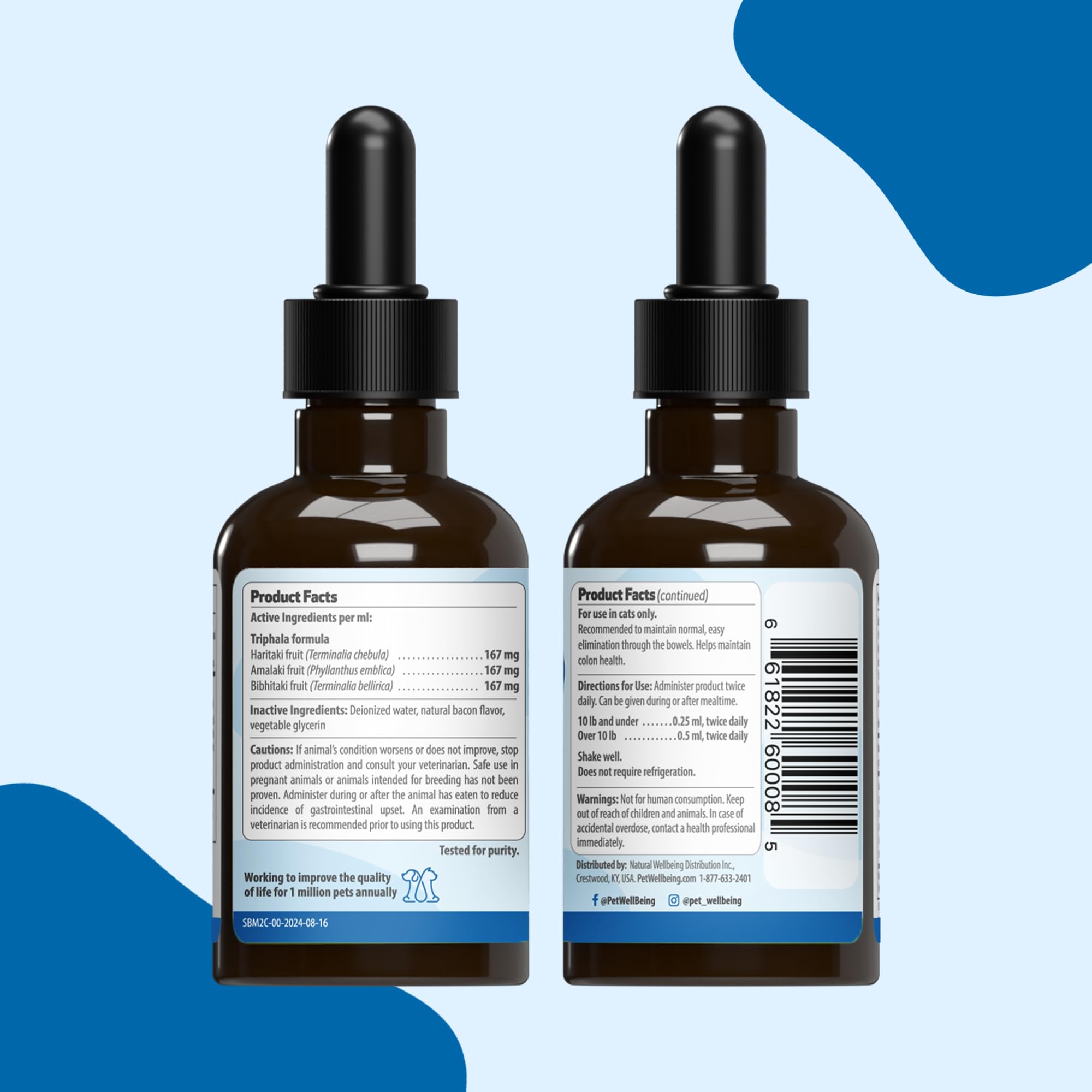 Pet Wellbeing Smooth BM Gold dosing guidance illustration for cats.