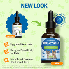 Pet Wellbeing Urinary Gold ingredients spread highlighting herb blend for feline bladder wellness.