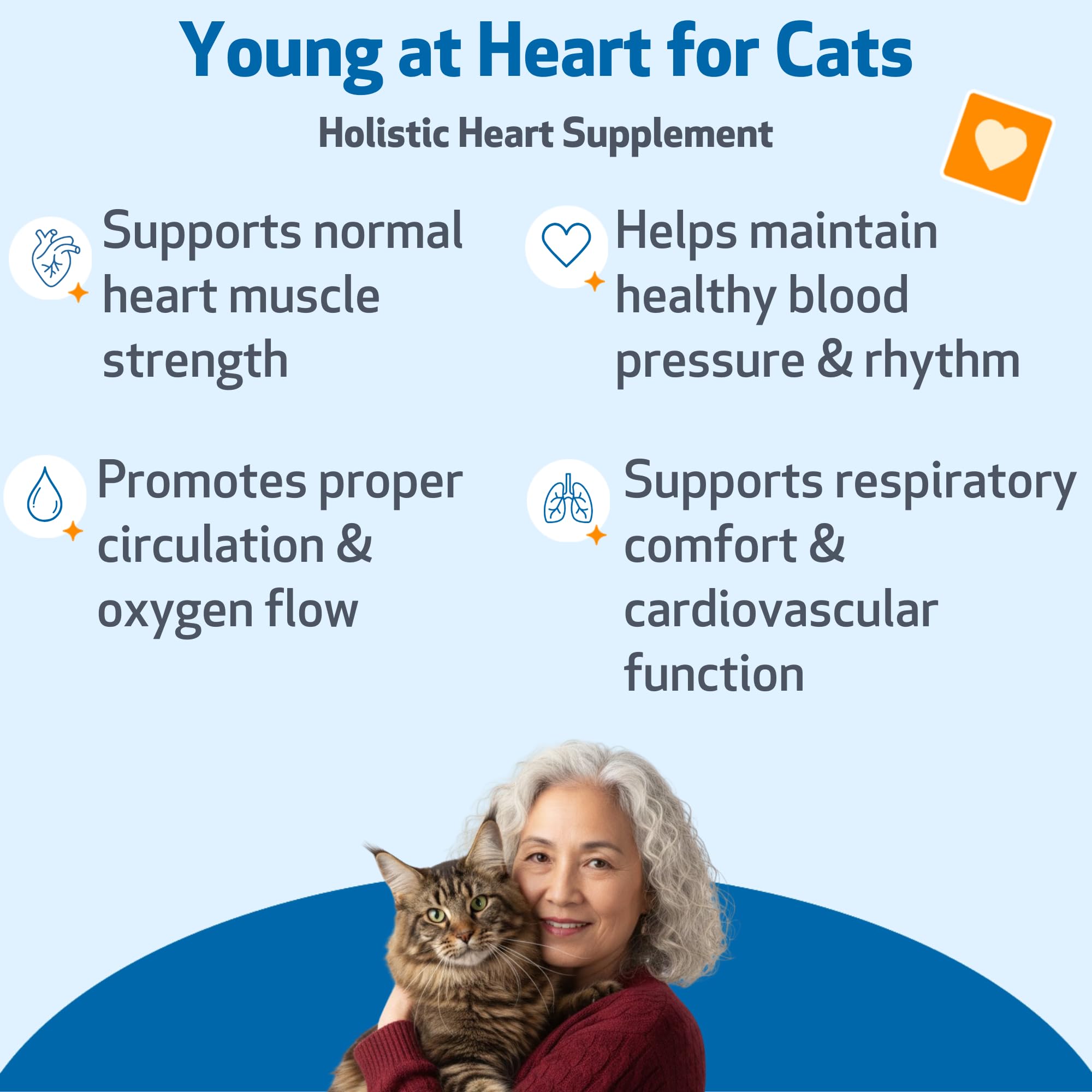 Pet Wellbeing Young at Heart cat dropper with label for easy dosing.