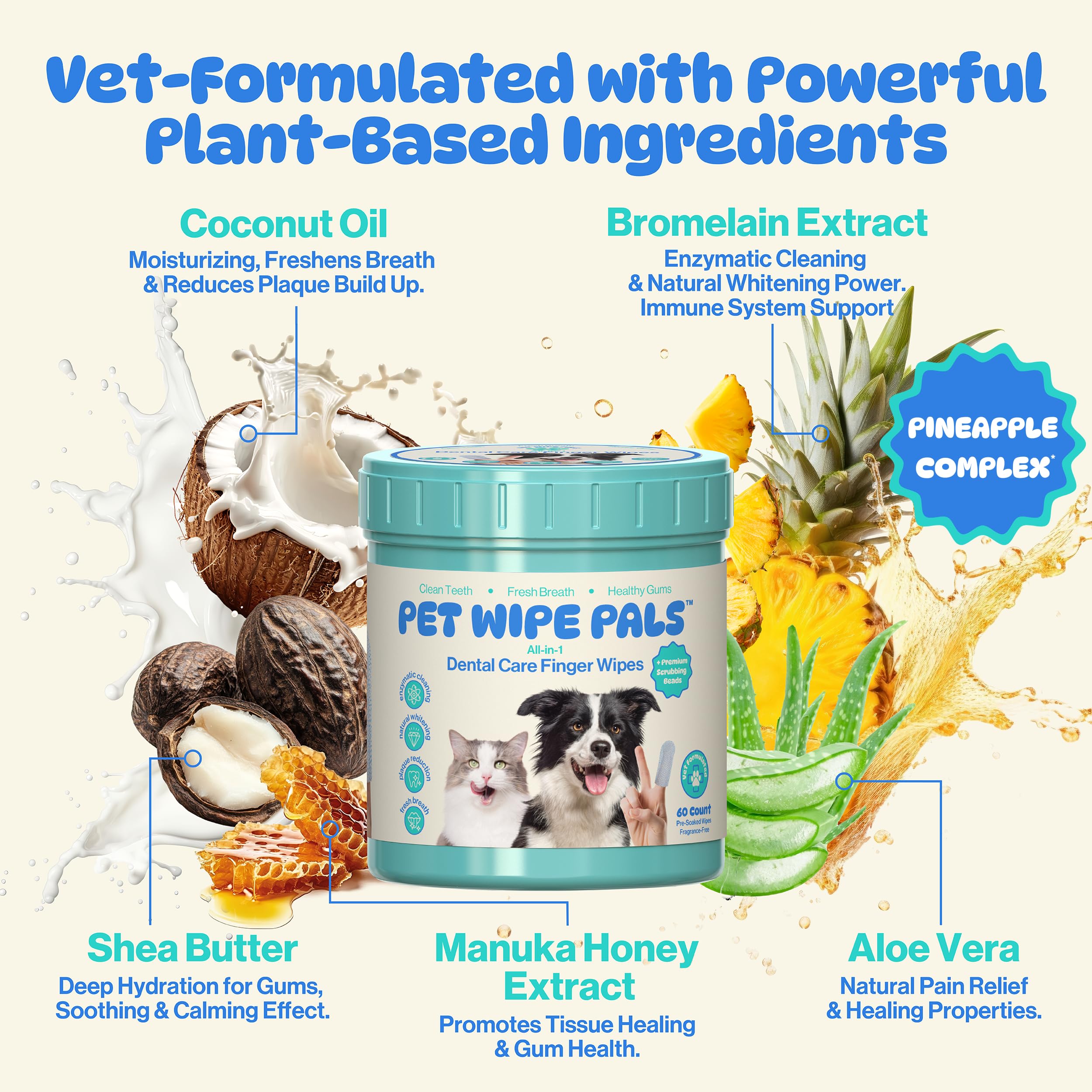 Pet Wipe Pals diamond-pattern scrub side for a polished finish.