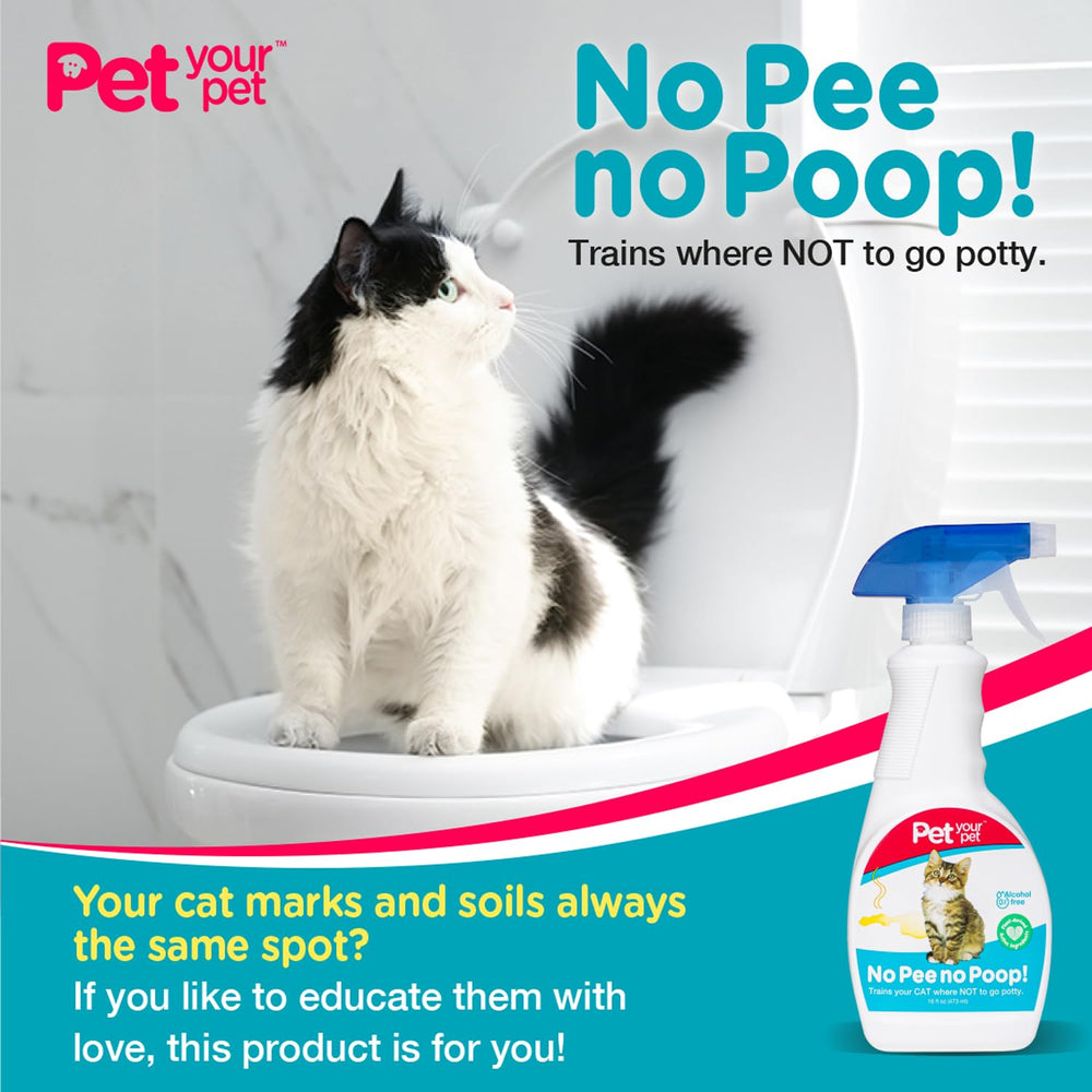 Spray action on surface with PET YOUR PET Cat Potty Spray to educate cats gently