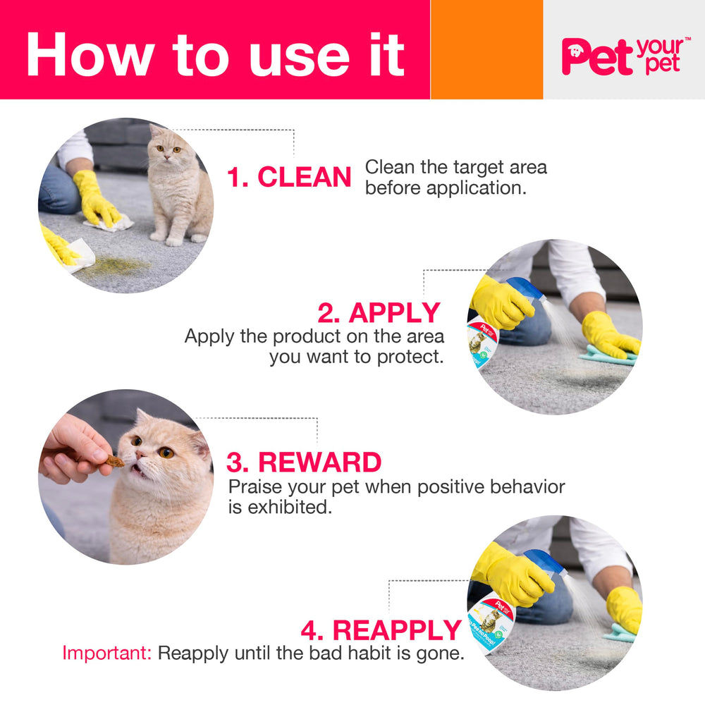 Non-toxic cat deterrent from PET YOUR PET protects fabrics and beds