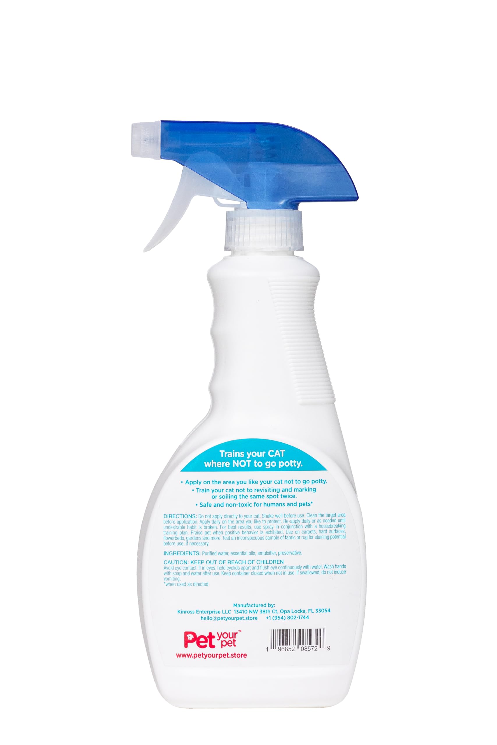Scent-neutral formulation of PET YOUR PET Cat Potty Spray for calm training