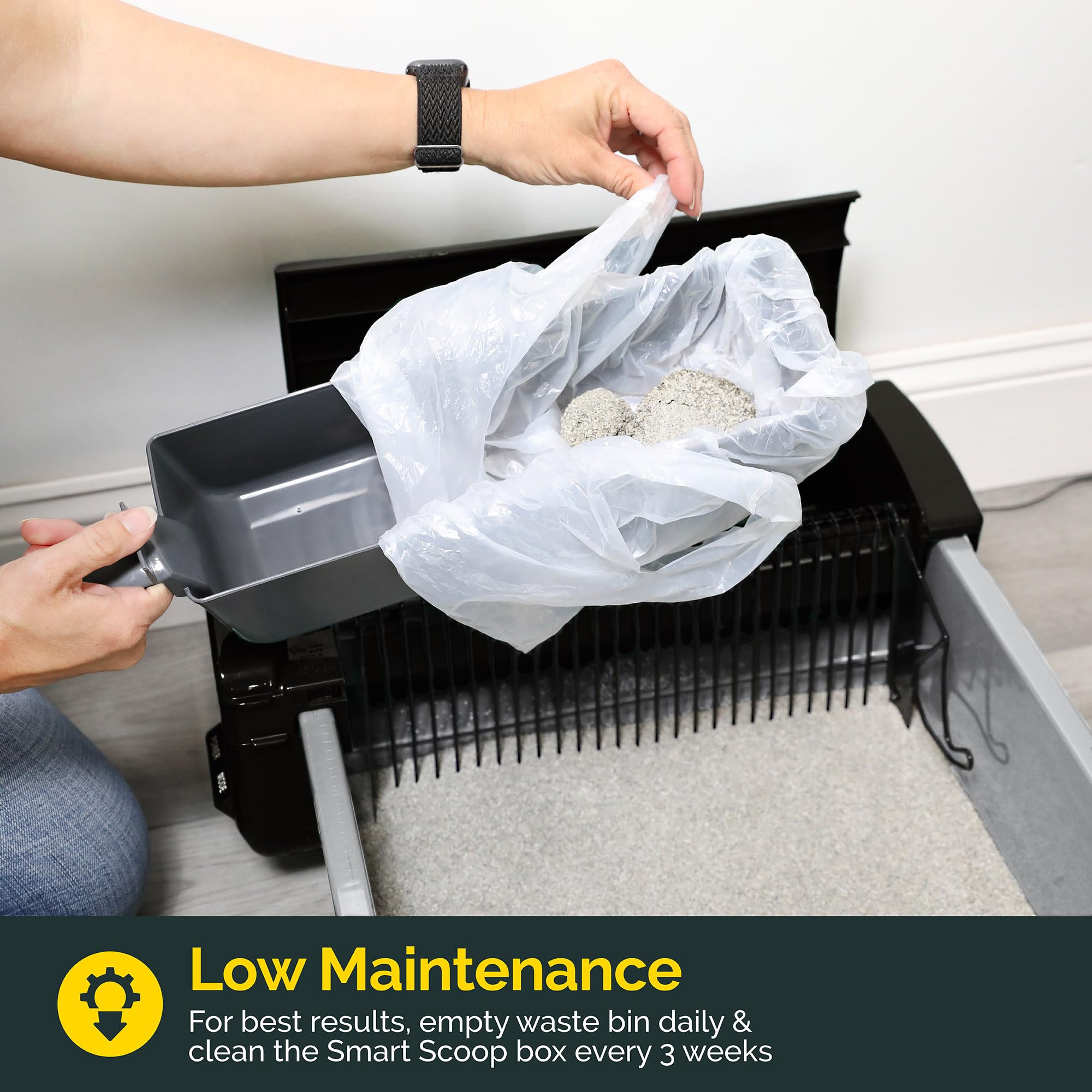 Pet Zone Angled Deflector and Raised Edge keep litter contained.