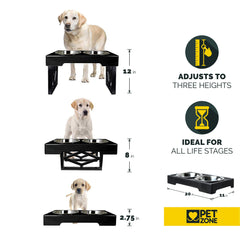 Pet Zone Designer Diner bowls hold up to 6.5 cups for meals.