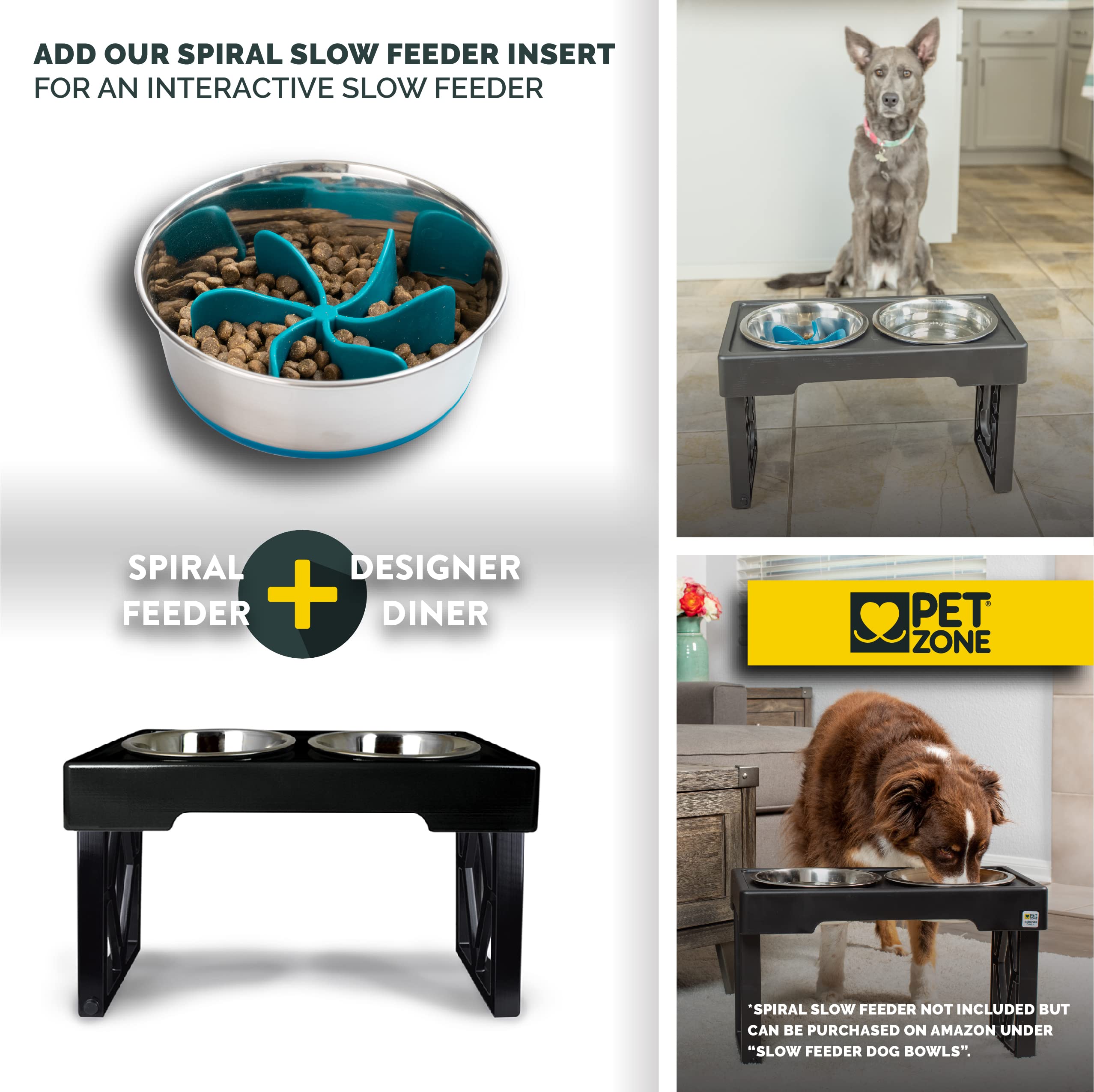 Pet Zone Designer Diner height 2.75 inches for small dogs.