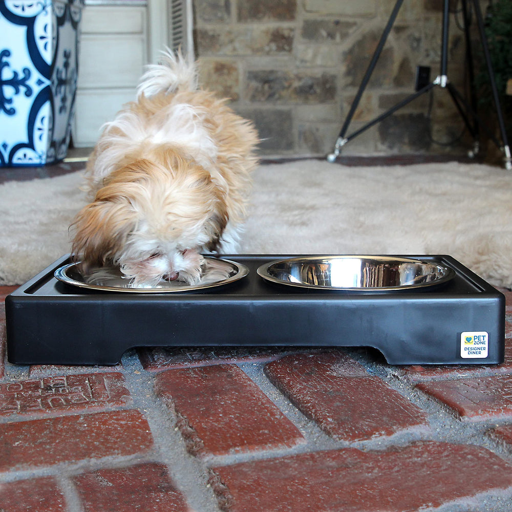 Pet Zone Designer Diner non-slip stand keeps bowls steady.