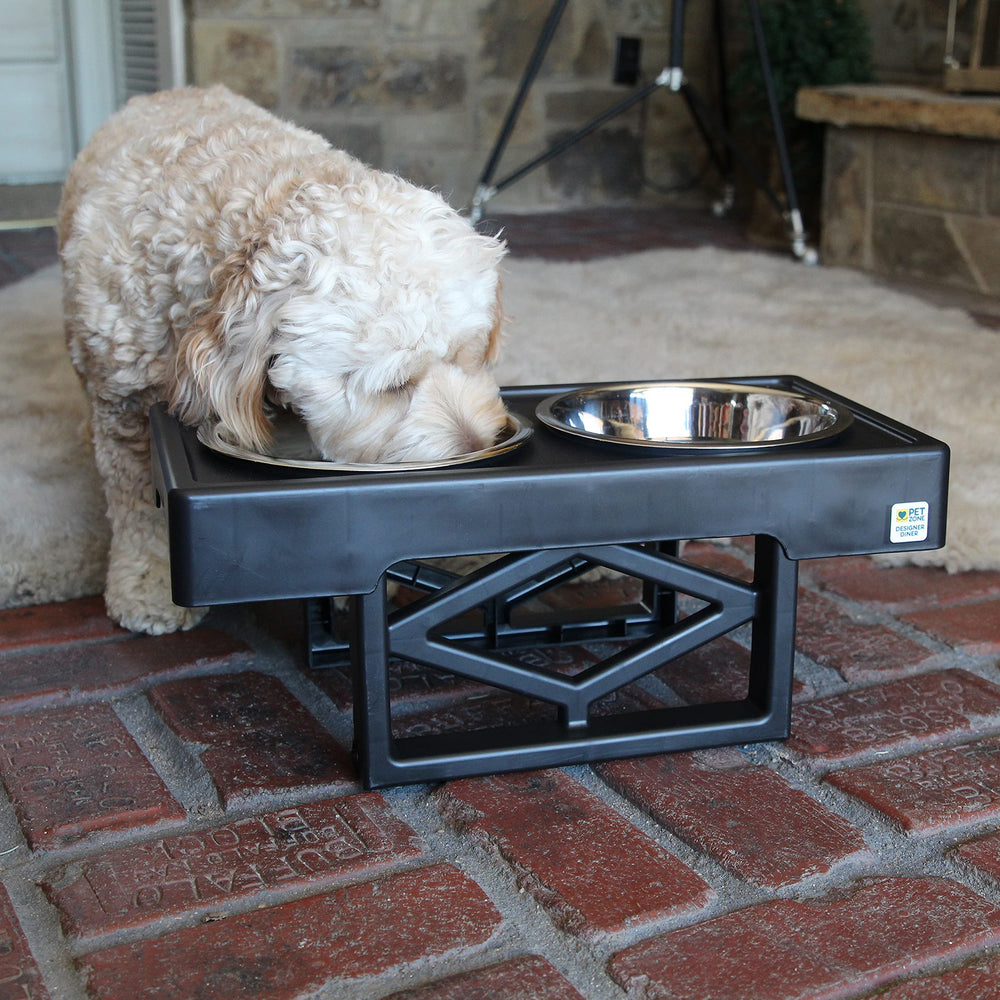 Pet Zone Designer Diner removable legs enable compact storage.