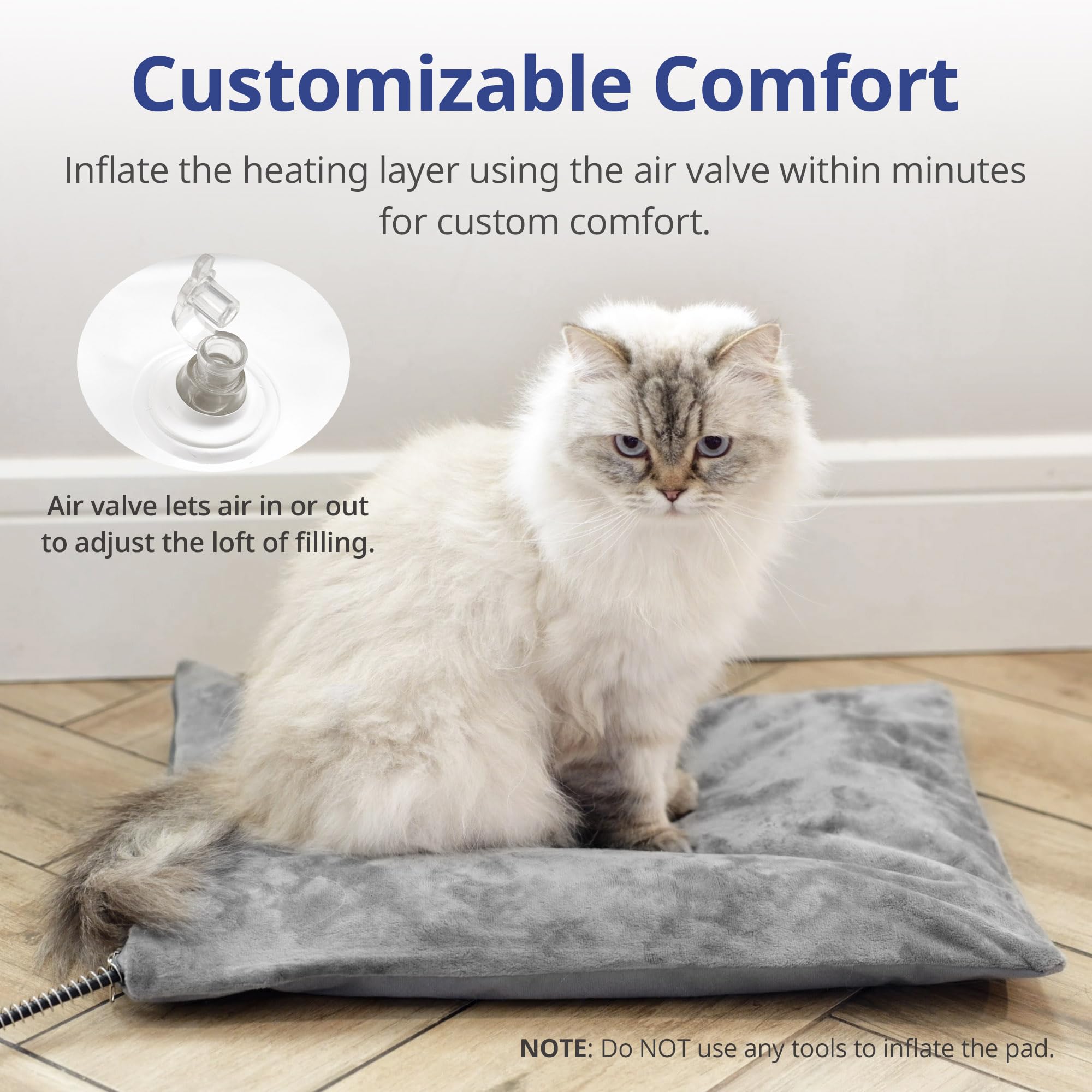 Petace outdoor heated cat bed cord-detail with steel-wrapped cord for outdoor safety