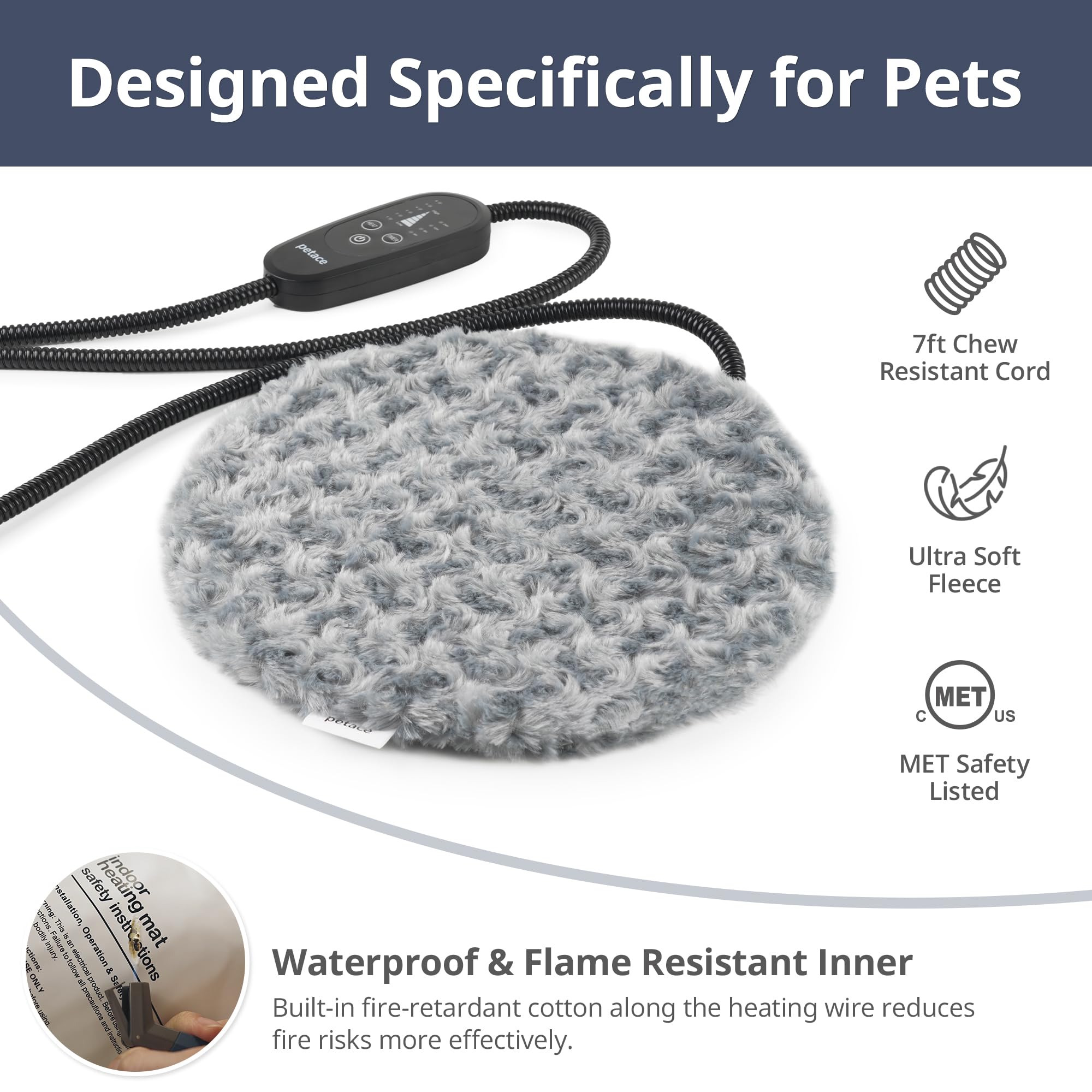 Petace round bed sized for small pets like kittens.