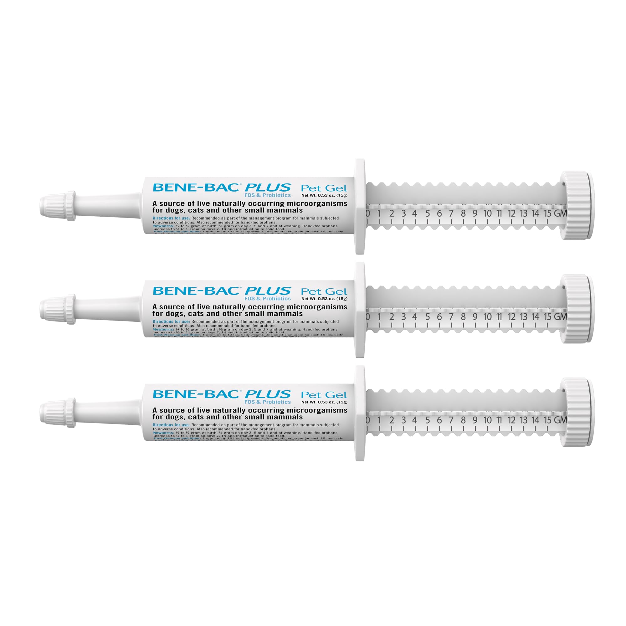 PetAg Bene-Bac Plus Pet Gel syringe for easy administration and digestive balance.