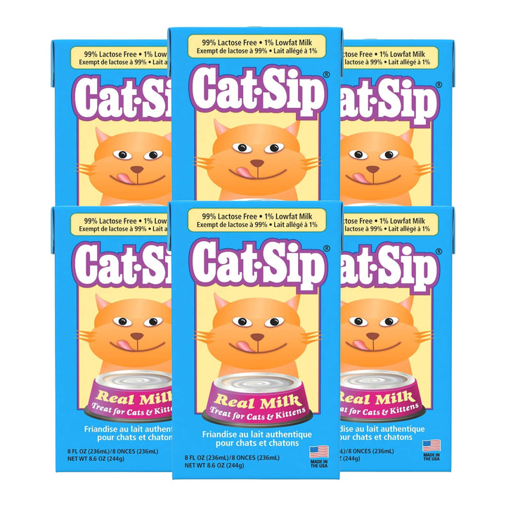 PetAg Cat-Sip real milk treat bottle on shelf, easy-digest option for cats