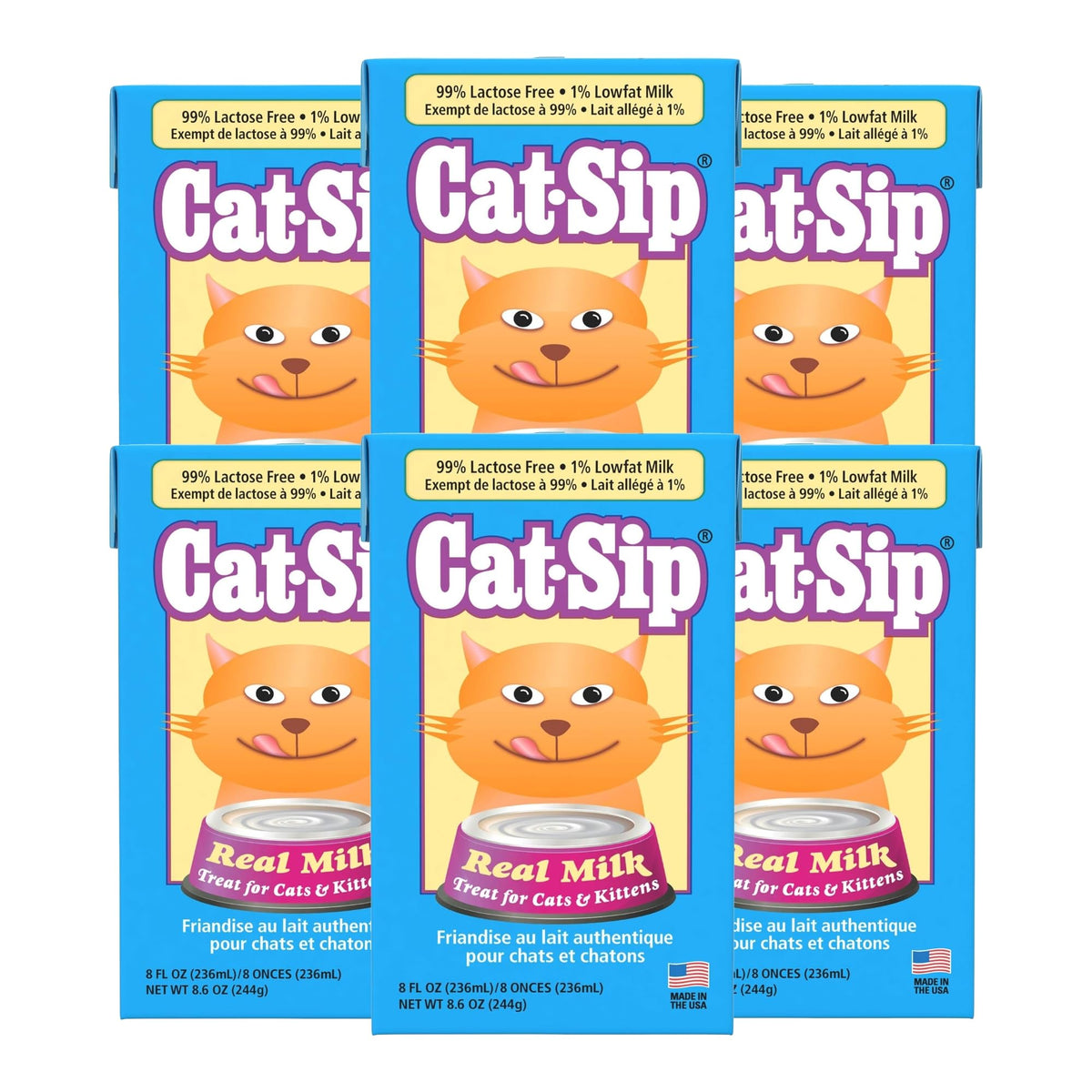 PetAg Cat-Sip real milk treat bottle on shelf, easy-digest option for cats