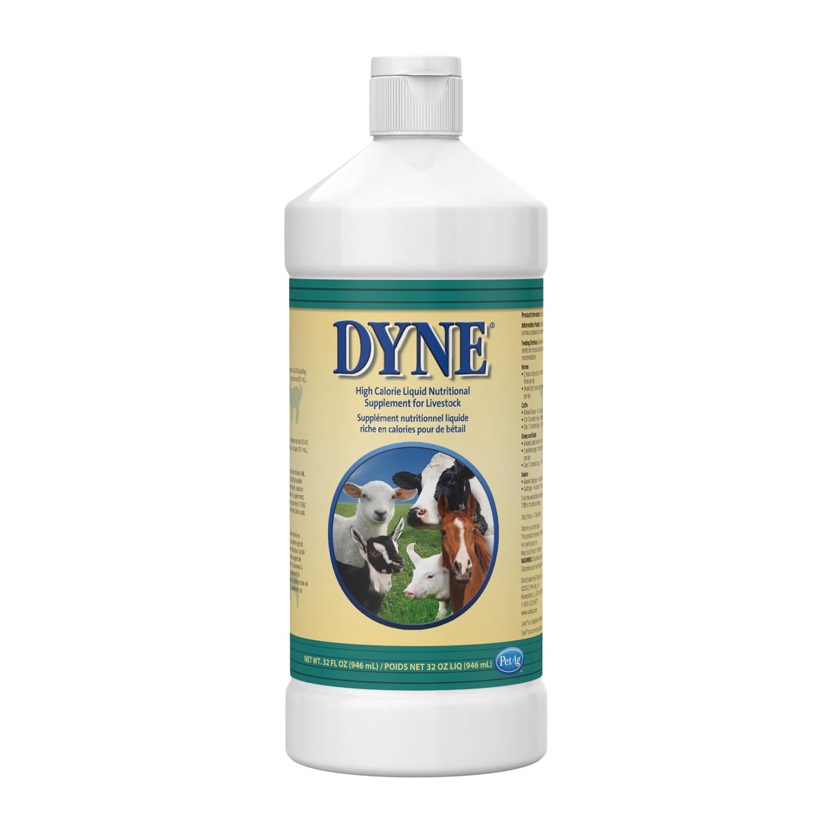 PetAg Dyne bottle pour offers a high-calorie boost for livestock nutrition.