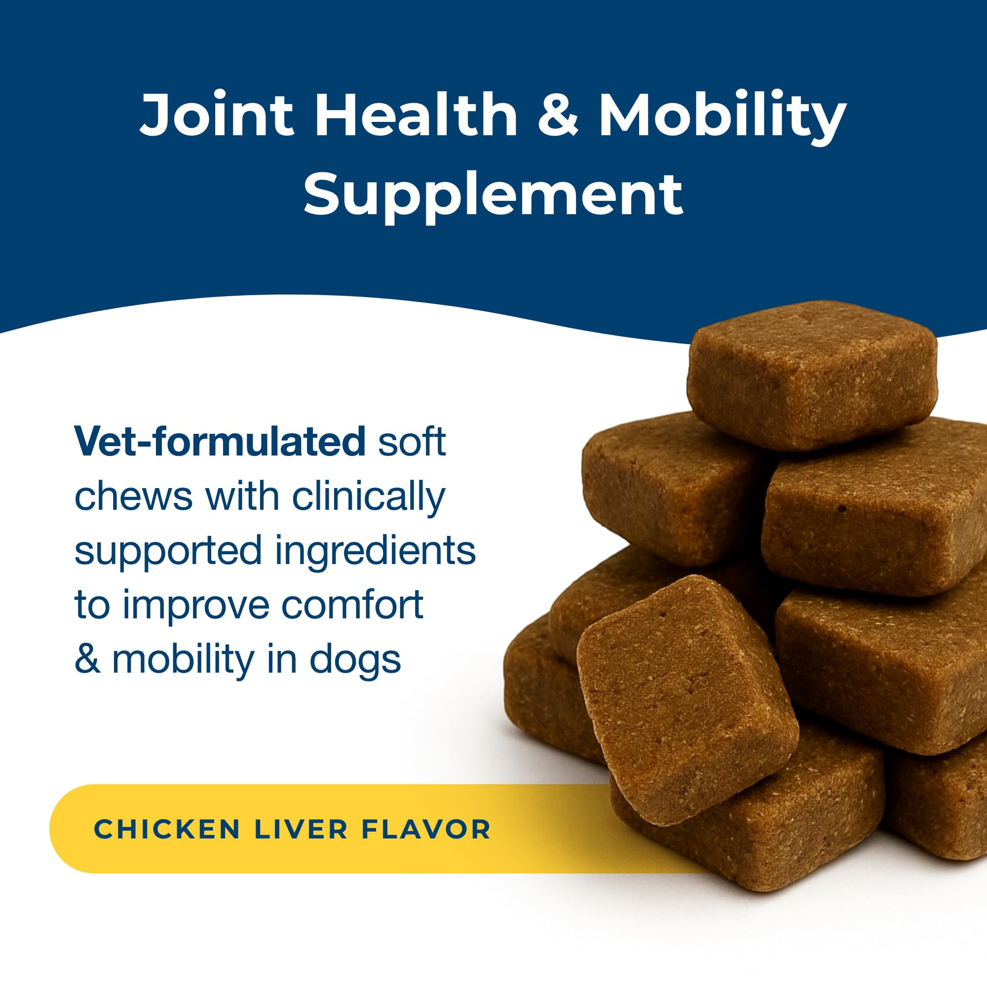 PetAg Dyne Soft Chews closeup of chews emphasizing UC-II collagen benefits.