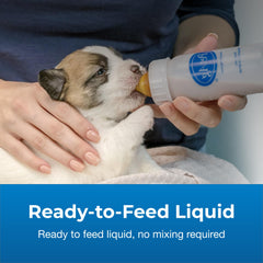 Mixing PetAg Esbilac Goat’s Milk Liquid with warm water for simple preparation.