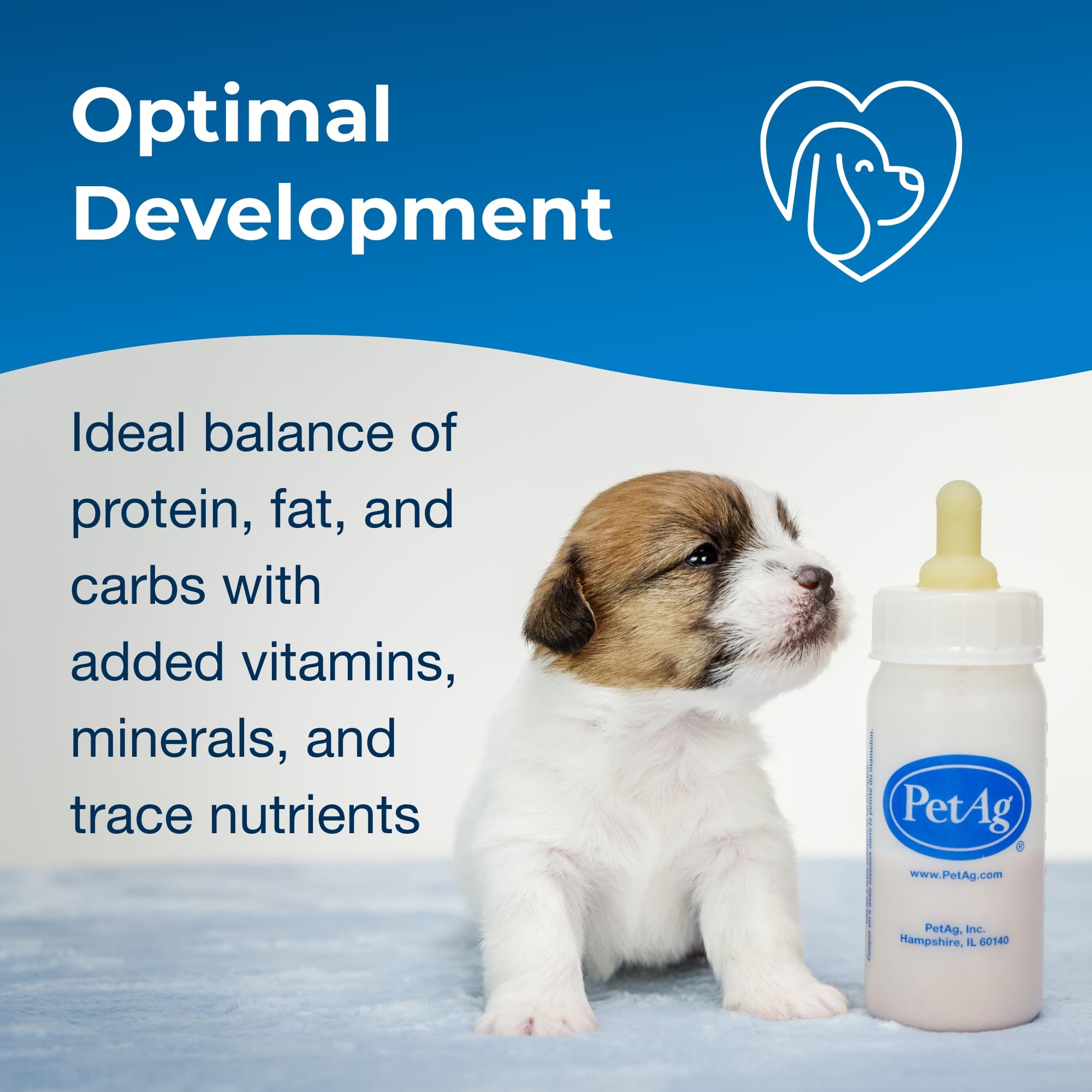 PetAg Esbilac puppy milk replacer packaging on shelf for easy purchase.