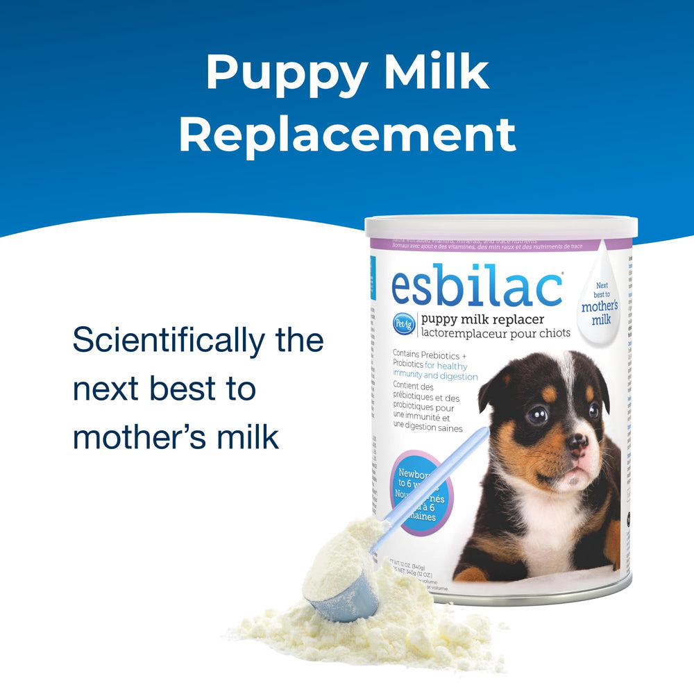 PetAg Esbilac vitamins and minerals nourish growing puppies for healthy development.