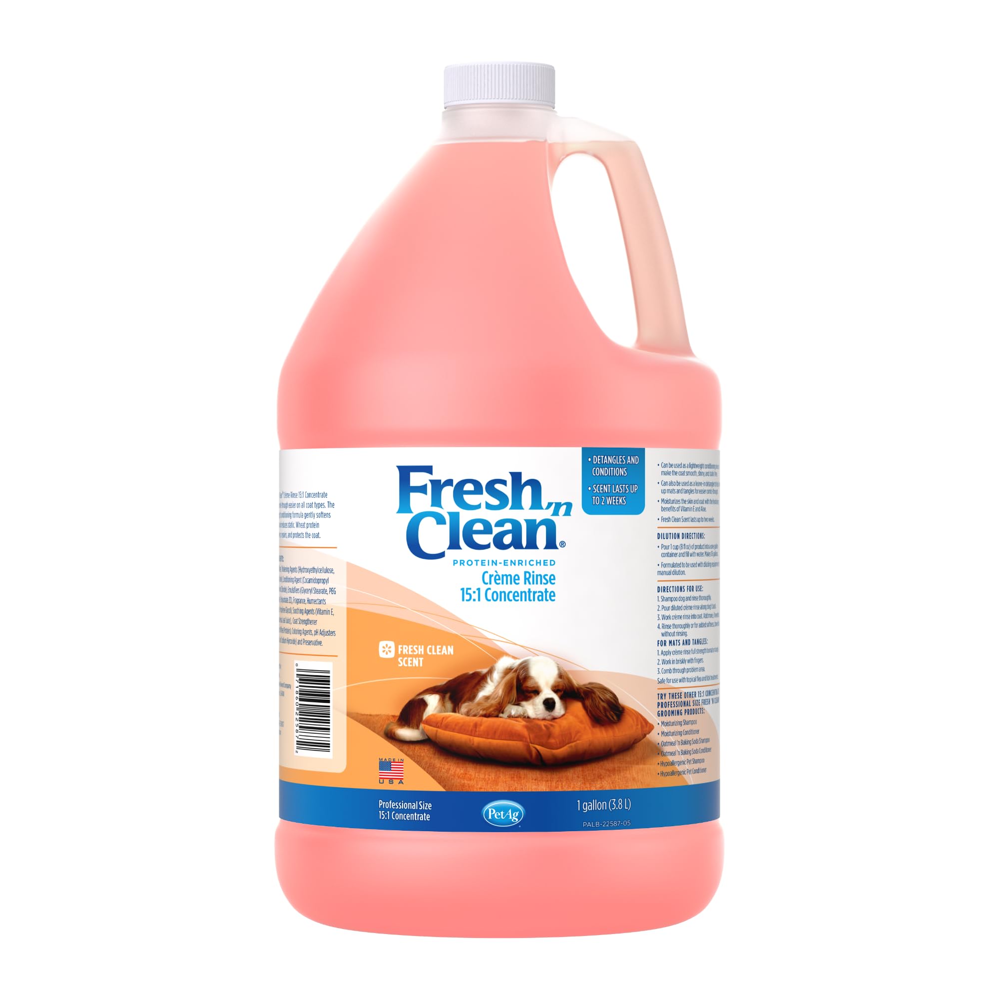 PetAg Fresh ’n Clean Creme Rinse bottle label highlighting classic fresh scent