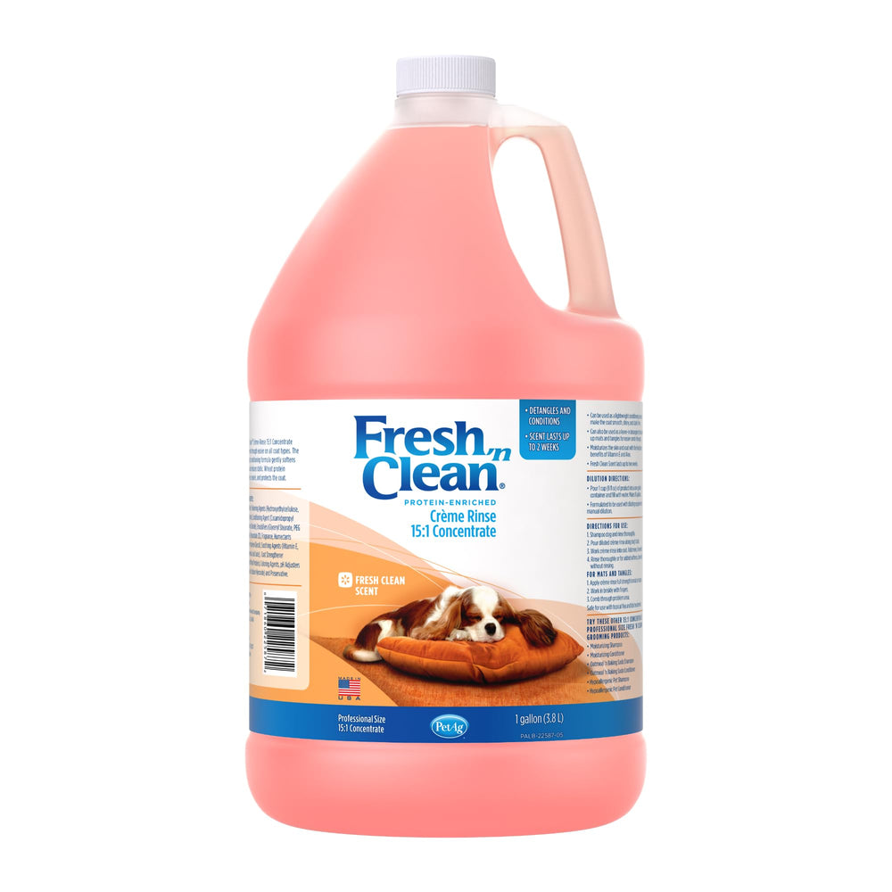 PetAg Fresh ’n Clean Creme Rinse bottle label highlighting classic fresh scent