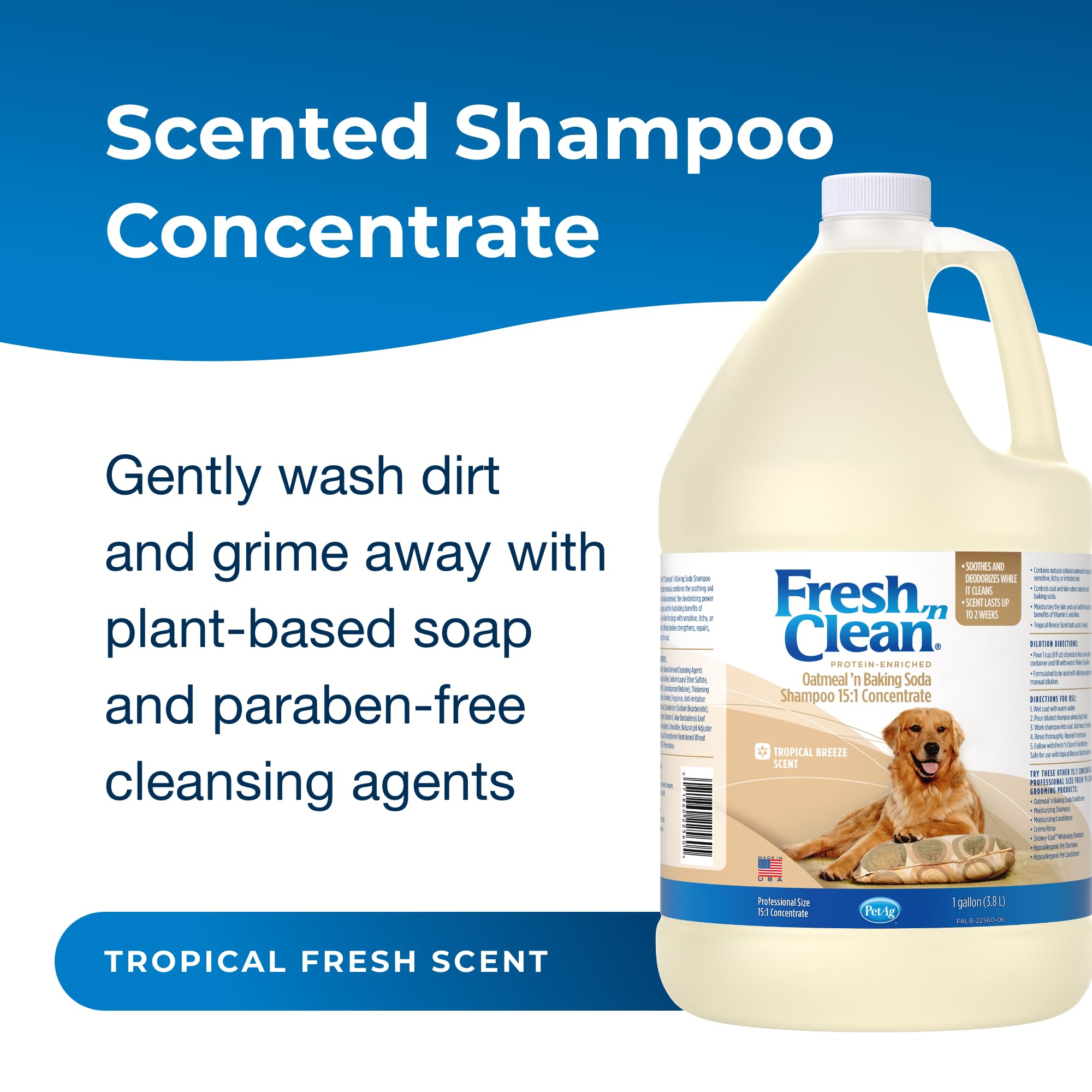 PetAg Fresh ’n Clean being poured for a gentle wash during bath